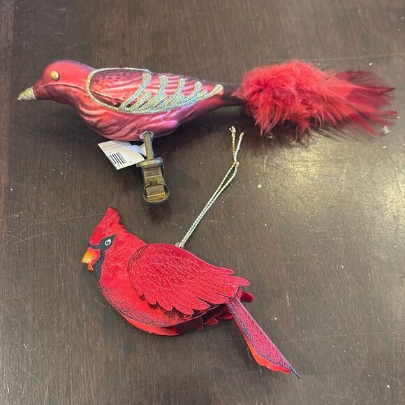 Two vintage red bird ornaments - Picture 1 of 4